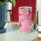 Australia Indigenous Tumbler Cup Breast Cancer Ribbon Aboriginal Art - Pink