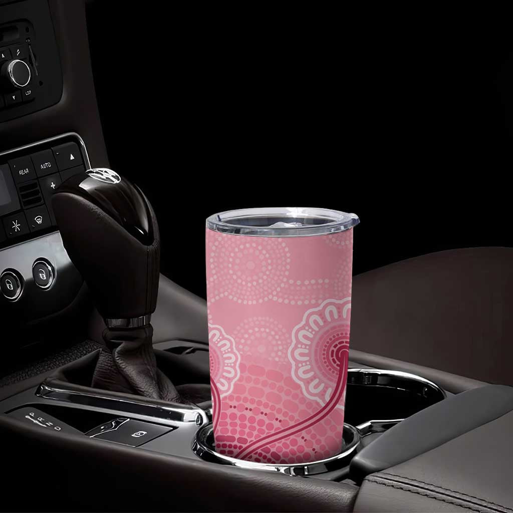 Australia Indigenous Tumbler Cup Breast Cancer Ribbon Aboriginal Art - Pink