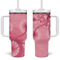 Australia Indigenous Tumbler With Handle Breast Cancer Ribbon Aboriginal Art - Pink