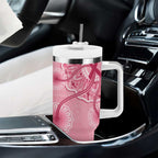 Australia Indigenous Tumbler With Handle Breast Cancer Ribbon Aboriginal Art - Pink