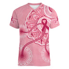 australia-indigenous-women-v-neck-t-shirt-breast-cancer-ribbon-aboriginal-art-pink