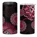 Australia Indigenous Can Cooler Tumbler Breast Cancer Ribbon Aboriginal Art - Black