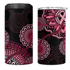 Australia Indigenous Can Cooler Tumbler Breast Cancer Ribbon Aboriginal Art - Black