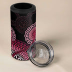 Australia Indigenous Can Cooler Tumbler Breast Cancer Ribbon Aboriginal Art - Black