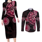 australia-indigenous-couples-matching-long-sleeve-bodycon-dress-and-long-sleeve-button-shirts-breast-cancer-ribbon-aboriginal-art-black