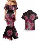 australia-indigenous-couples-matching-mermaid-dress-and-hawaiian-shirt-breast-cancer-ribbon-aboriginal-art-black