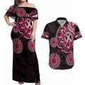 australia-indigenous-couples-matching-off-shoulder-maxi-dress-and-hawaiian-shirt-breast-cancer-ribbon-aboriginal-art-black