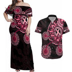 australia-indigenous-couples-matching-off-shoulder-maxi-dress-and-hawaiian-shirt-breast-cancer-ribbon-aboriginal-art-black