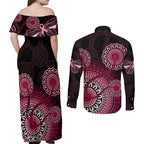 australia-indigenous-couples-matching-off-shoulder-maxi-dress-and-long-sleeve-button-shirts-breast-cancer-ribbon-aboriginal-art-black