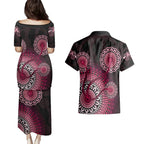 australia-indigenous-couples-matching-puletasi-dress-and-hawaiian-shirt-breast-cancer-ribbon-aboriginal-art-black