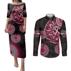 australia-indigenous-couples-matching-puletasi-dress-and-long-sleeve-button-shirts-breast-cancer-ribbon-aboriginal-art-black