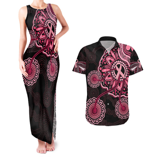 australia-indigenous-couples-matching-tank-maxi-dress-and-hawaiian-shirt-breast-cancer-ribbon-aboriginal-art-black
