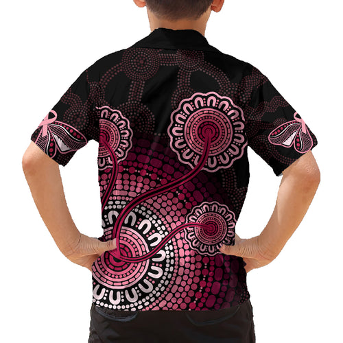 australia-indigenous-kid-hawaiian-shirt-breast-cancer-ribbon-aboriginal-art-black