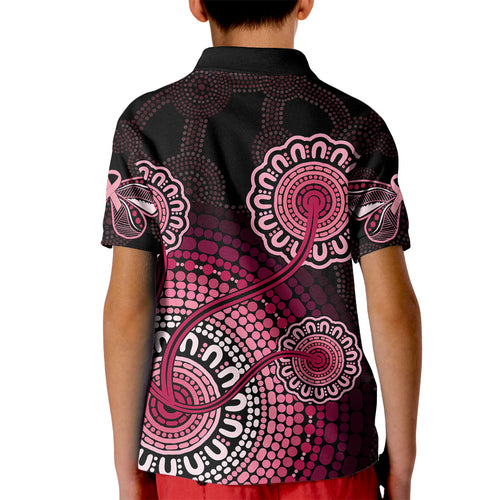 australia-indigenous-kid-polo-shirt-breast-cancer-ribbon-aboriginal-art-black
