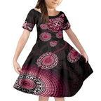 australia-indigenous-kid-short-sleeve-dress-breast-cancer-ribbon-aboriginal-art-black