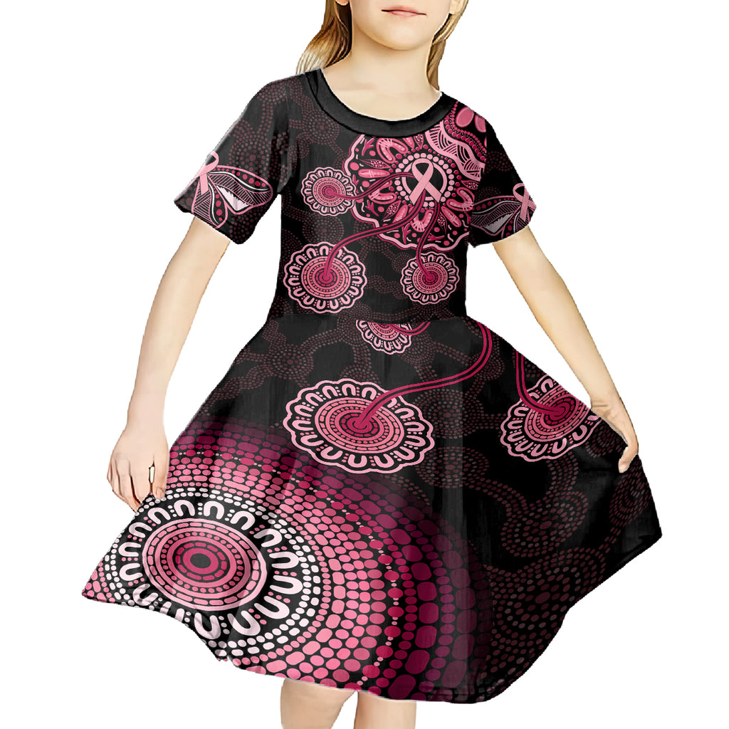 australia-indigenous-kid-short-sleeve-dress-breast-cancer-ribbon-aboriginal-art-black