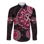 australia-indigenous-long-sleeve-button-shirt-breast-cancer-ribbon-aboriginal-art-black