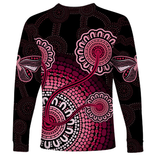 australia-indigenous-long-sleeve-shirt-breast-cancer-ribbon-aboriginal-art-black