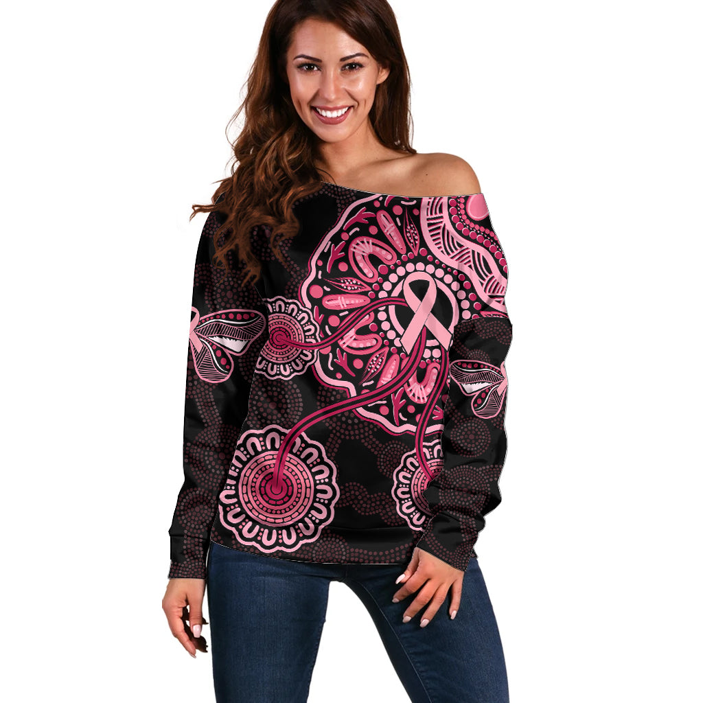 australia-indigenous-off-shoulder-sweater-breast-cancer-ribbon-aboriginal-art-black