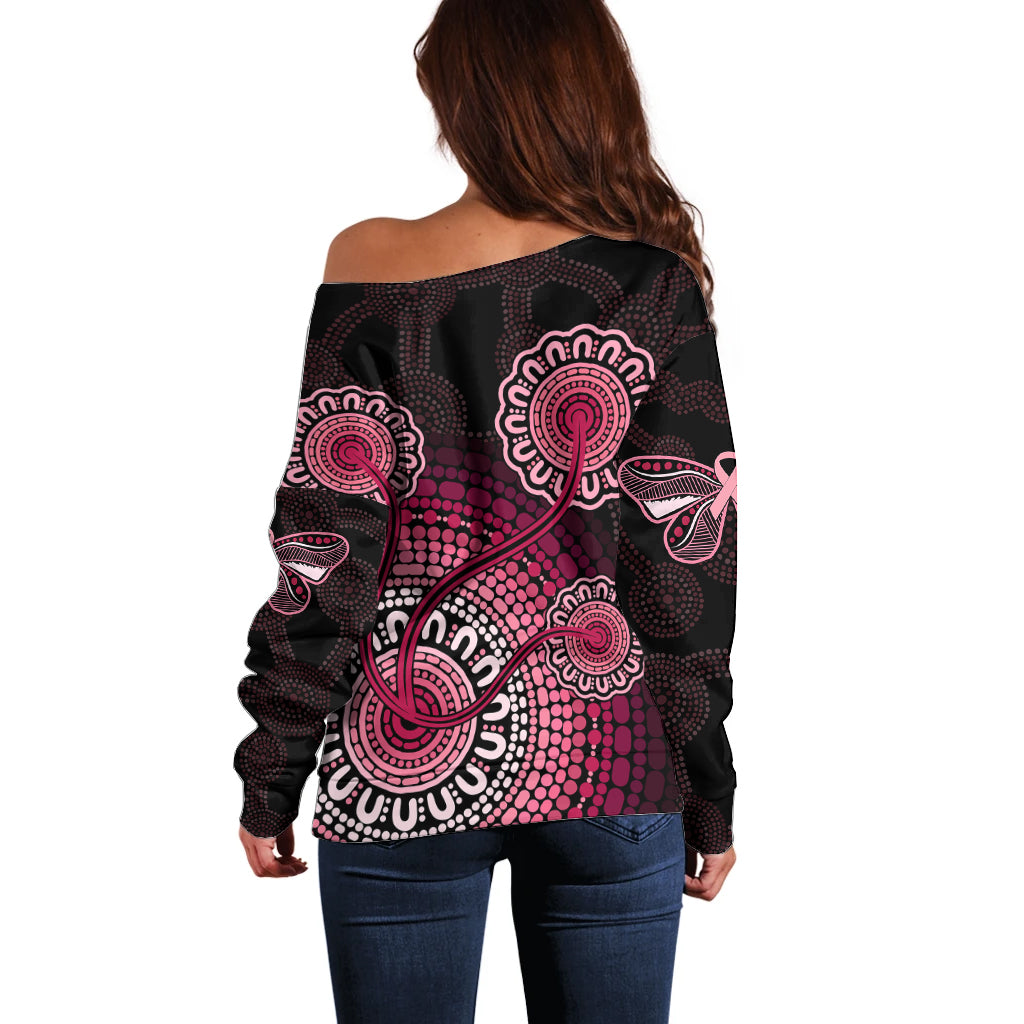 australia-indigenous-off-shoulder-sweater-breast-cancer-ribbon-aboriginal-art-black