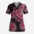 Australia Indigenous Scrub Top Breast Cancer Ribbon Aboriginal Art - Black - Aussie Hoodie