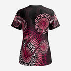 Australia Indigenous Scrub Top Breast Cancer Ribbon Aboriginal Art - Black - Aussie Hoodie