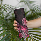 Australia Indigenous Skinny Tumbler Breast Cancer Ribbon Aboriginal Art - Black