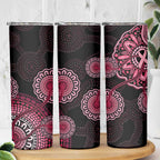 Australia Indigenous Skinny Tumbler Breast Cancer Ribbon Aboriginal Art - Black