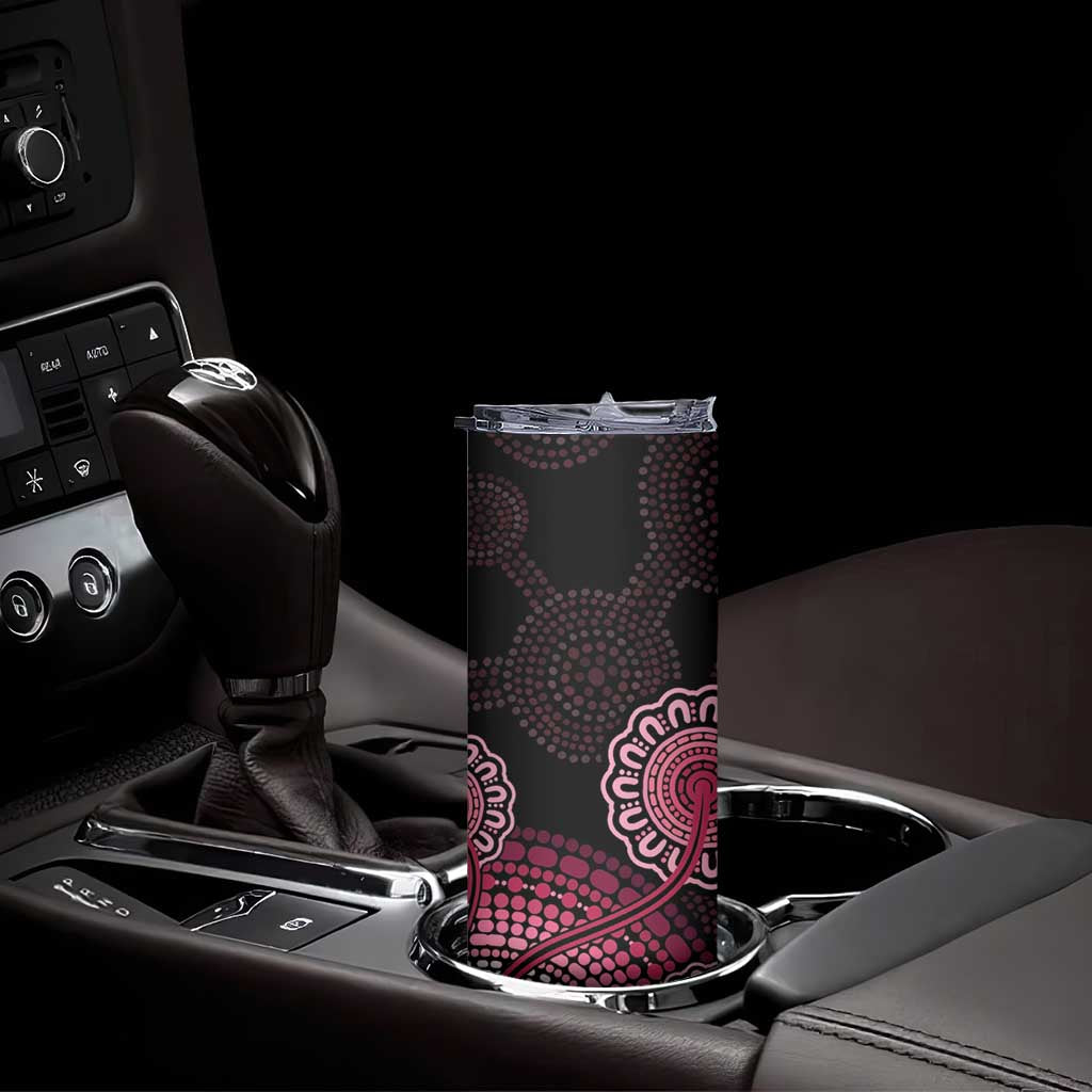 Australia Indigenous Skinny Tumbler Breast Cancer Ribbon Aboriginal Art - Black