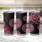 Australia Indigenous Tumbler Cup Breast Cancer Ribbon Aboriginal Art - Black