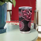 Australia Indigenous Tumbler Cup Breast Cancer Ribbon Aboriginal Art - Black