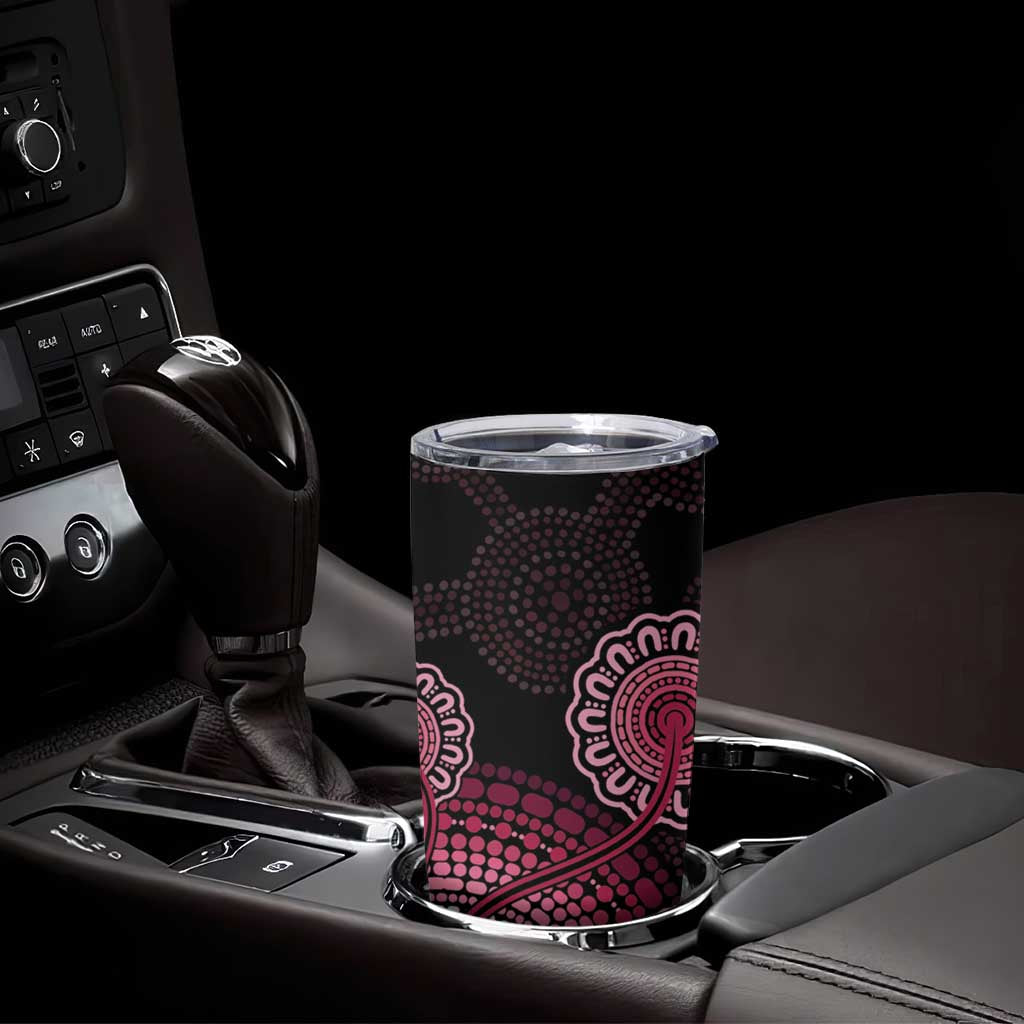 Australia Indigenous Tumbler Cup Breast Cancer Ribbon Aboriginal Art - Black