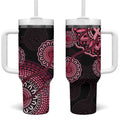 Australia Indigenous Tumbler With Handle Breast Cancer Ribbon Aboriginal Art - Black