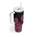 Australia Indigenous Tumbler With Handle Breast Cancer Ribbon Aboriginal Art - Black