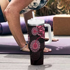 Australia Indigenous Tumbler With Handle Breast Cancer Ribbon Aboriginal Art - Black