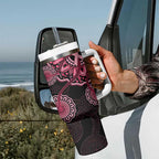 Australia Indigenous Tumbler With Handle Breast Cancer Ribbon Aboriginal Art - Black