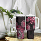 Australia Indigenous Tumbler With Handle Breast Cancer Ribbon Aboriginal Art - Black