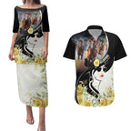 Melbourne Horse Racing Couples Matching Puletasi and Hawaiian Shirt Derby Day