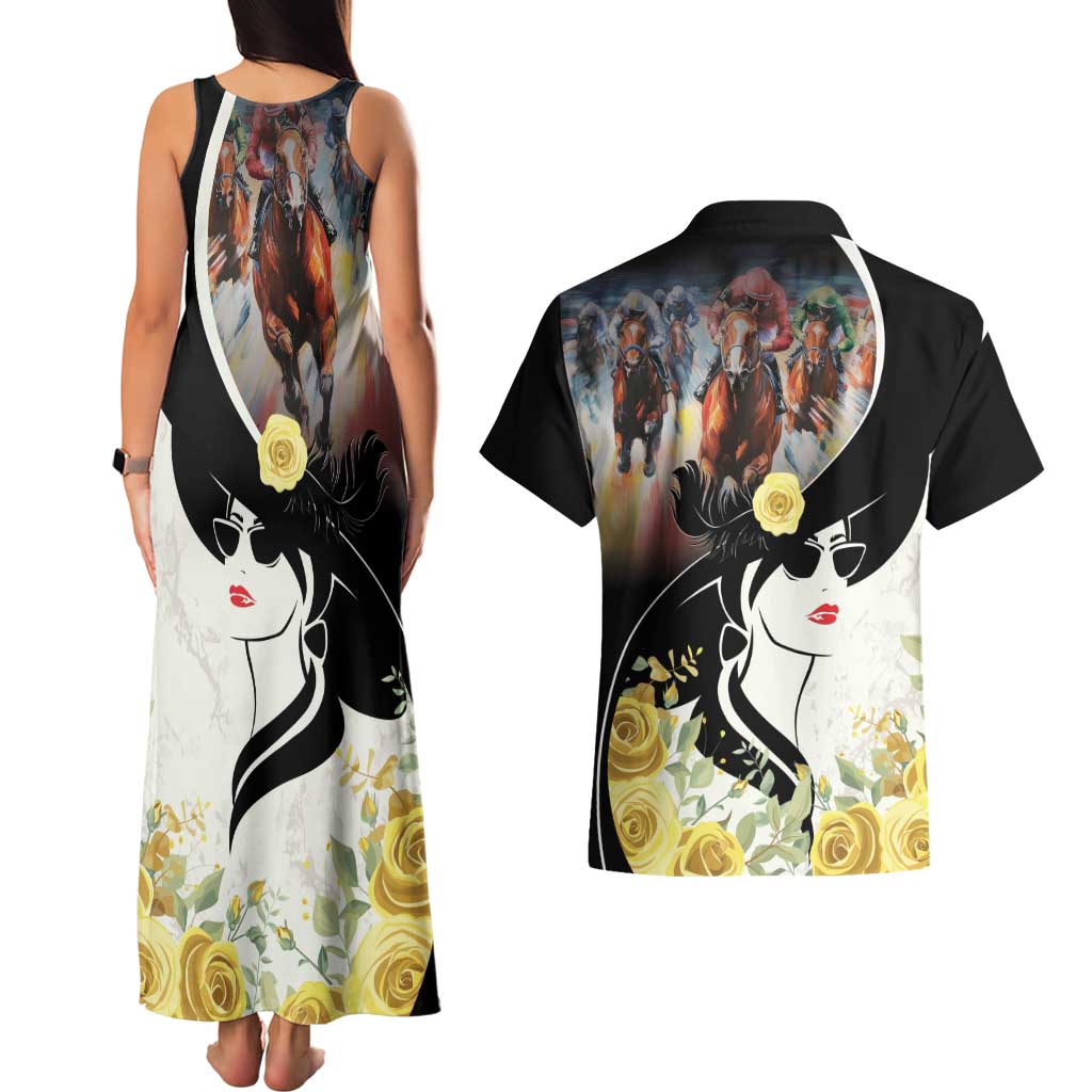 Melbourne Horse Racing Couples Matching Tank Maxi Dress and Hawaiian Shirt Derby Day