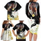 Melbourne Horse Racing Family Matching Long Sleeve Bodycon Dress and Hawaiian Shirt Derby Day