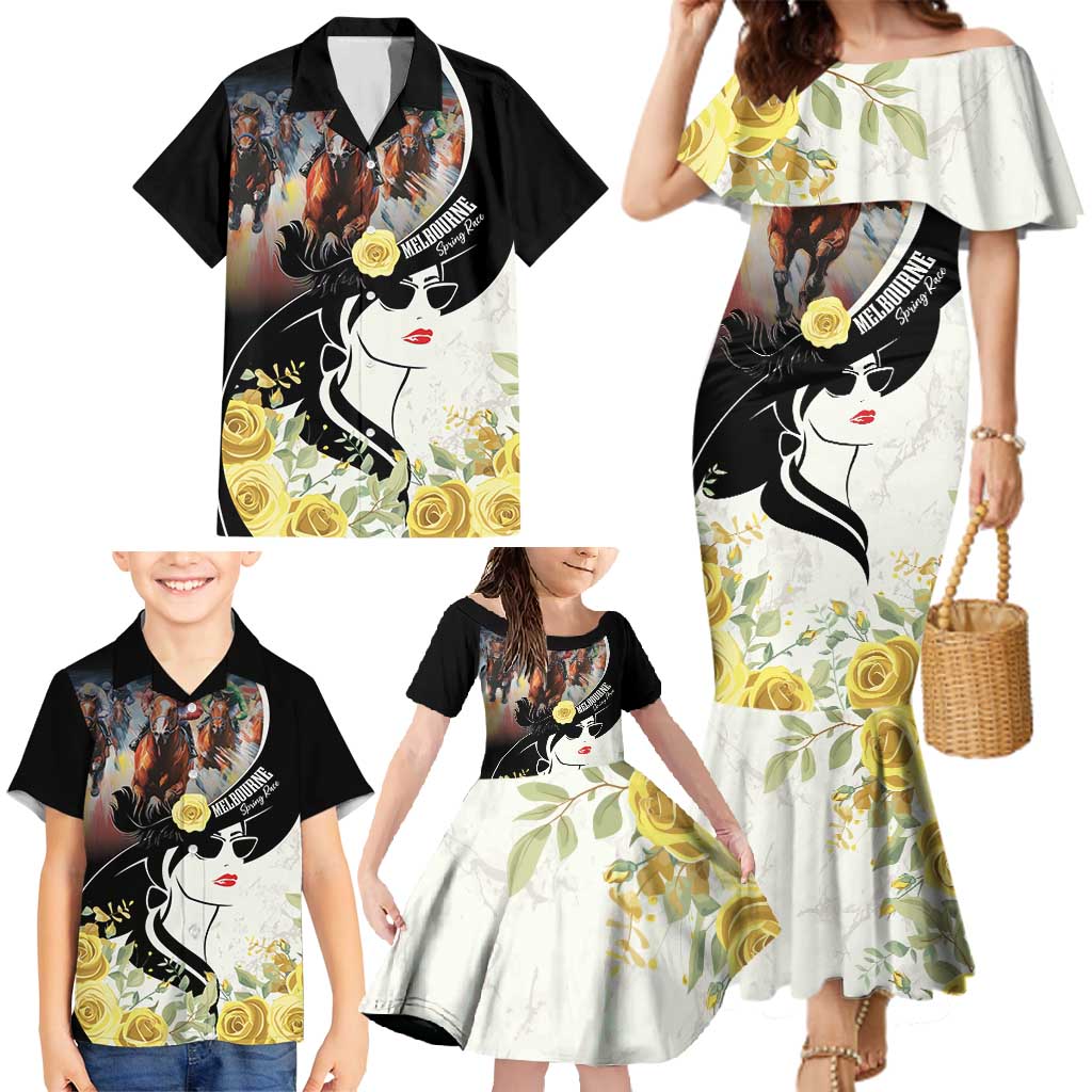 Melbourne Horse Racing Family Matching Mermaid Dress and Hawaiian Shirt Derby Day