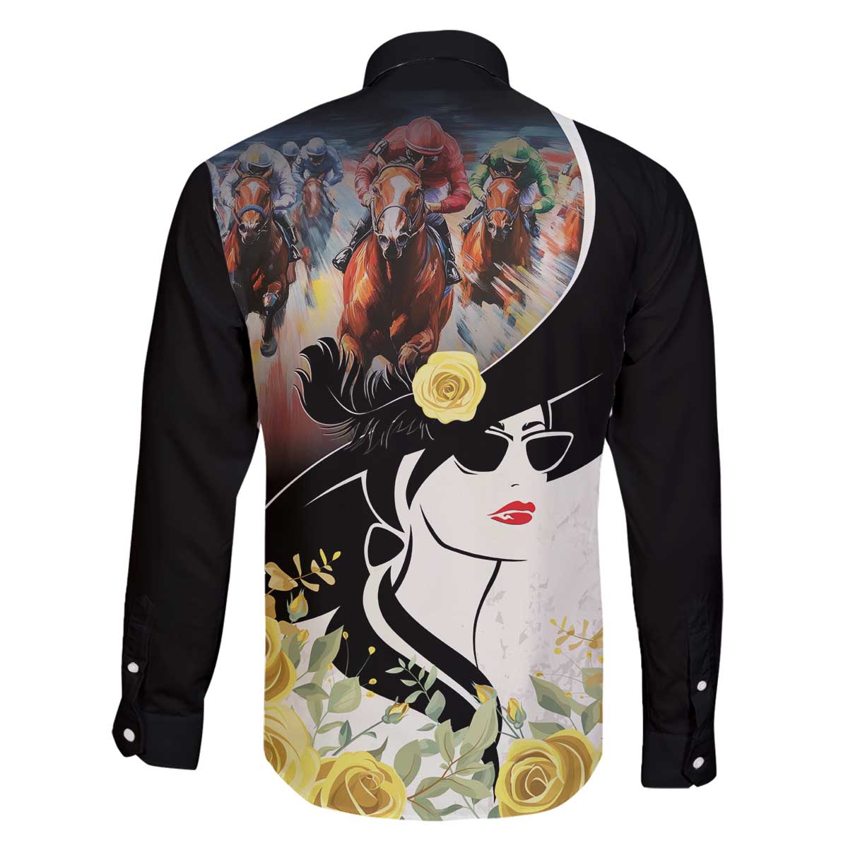Melbourne Horse Racing Family Matching Off The Shoulder Long Sleeve Dress and Hawaiian Shirt Derby Day