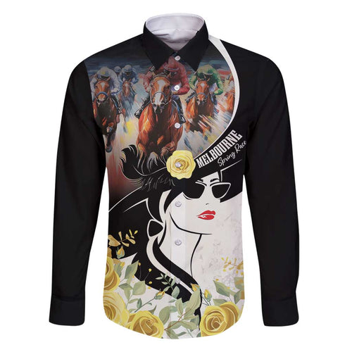 Melbourne Horse Racing Family Matching Off Shoulder Maxi Dress and Hawaiian Shirt Derby Day