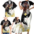 Melbourne Horse Racing Family Matching Short Sleeve Bodycon Dress and Hawaiian Shirt Derby Day