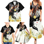 Melbourne Horse Racing Family Matching Summer Maxi Dress and Hawaiian Shirt Derby Day