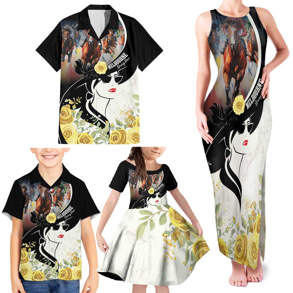 Melbourne Horse Racing Family Matching Tank Maxi Dress and Hawaiian Shirt Derby Day
