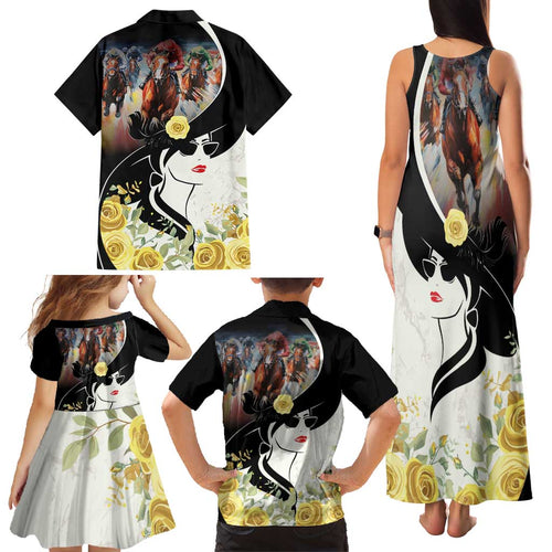 Melbourne Horse Racing Family Matching Tank Maxi Dress and Hawaiian Shirt Derby Day