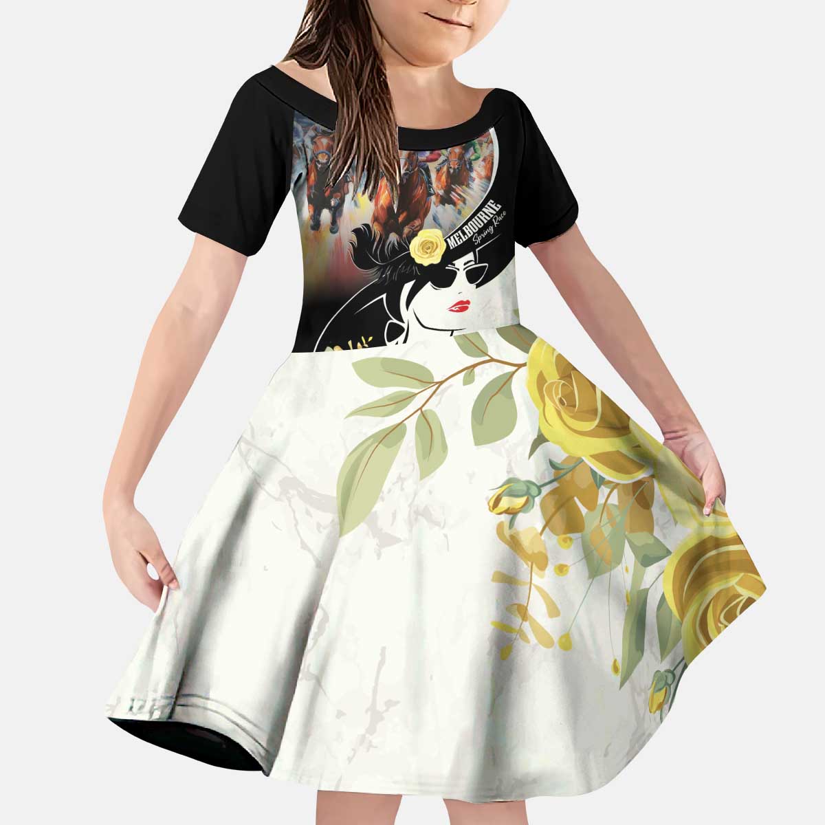 Melbourne Horse Racing Kid Short Sleeve Dress Derby Day