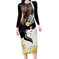 Melbourne Horse Racing Long Sleeve Bodycon Dress Derby Day