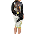 Melbourne Horse Racing Long Sleeve Bodycon Dress Derby Day